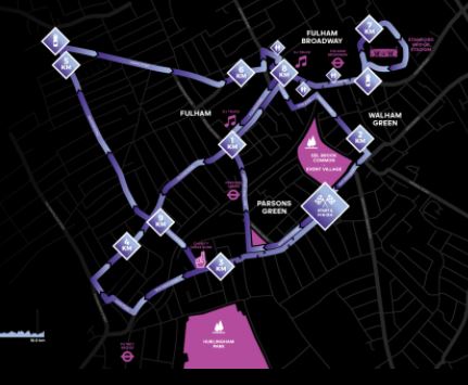 Map of Adidas City Run in Fulham