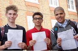 Students at Fulham Boys College with GCSE results