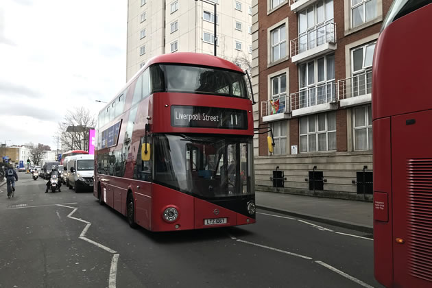 The number 11 bus stuck in traffic 