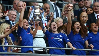 Chelsea Ladies celebrate winning the FA Cup