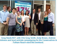 Conservative activists campaigning in Fulham
