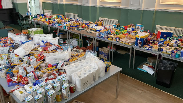A huge haul of food collected by West London Covid-19