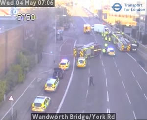 Wandsworth Bridge was closed both ways following an accident earlier this morning 