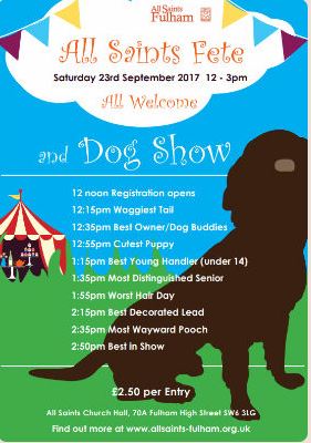 Poster for dog show at All Saints Church Fulham