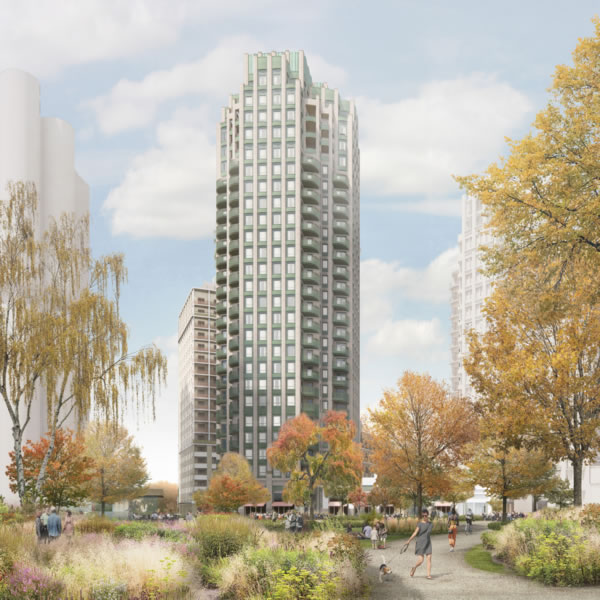 1,000 flats are planned in phase one, with buildings as high as 27 storeys tall, such as Parkview