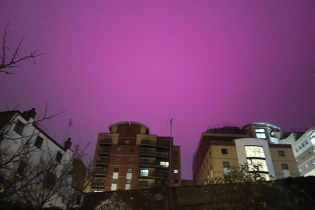 Pink sky over Fulham during Christmas 