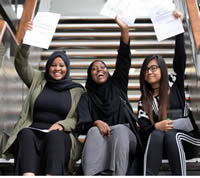 Girls at Hurlingham Academy with GCSE results