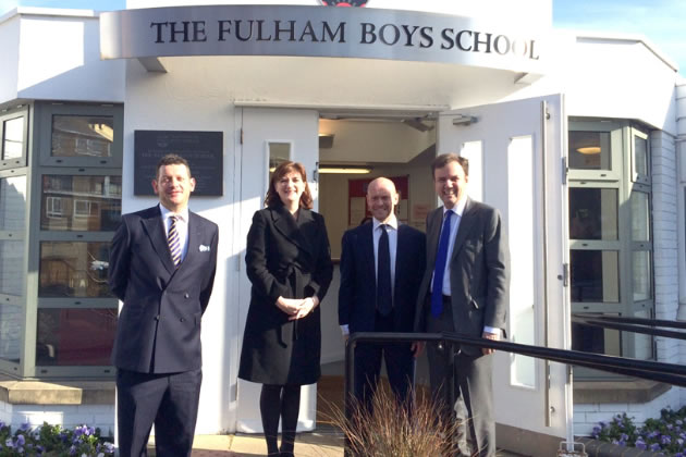 Greg visiting Fulham Boys School at its previous, temporary site