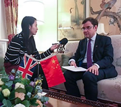 MP Greg Hands is interviewed on Chinese local radio