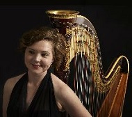 Mary Reid, harpist playing at All Saints Fulham on 20 April