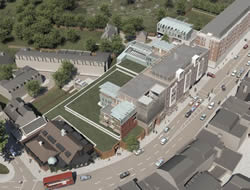Aerial view of new Tesco store in Fulham
