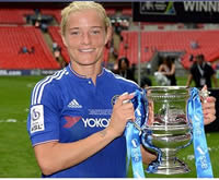 Chelsea Ladies captain Kate Chapman with cup
