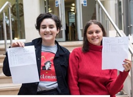 Students at Lady Margaret School in Fulham with A Level results