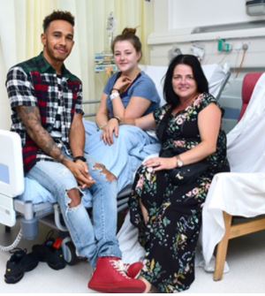 Lewis Hamilton visiting patients in Chelsea and Westminster Hospital