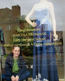 Martha Tromans, design competition winner with wining dress 