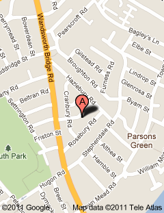 Map of Oakbury Road in Fulham
