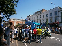 Crowds wait at Stamford Bridge for arrival of Olympic torch
