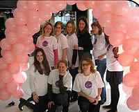 pink balloons at Fulham Broadway