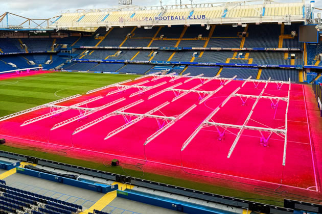 The LED lighting system on the pitch at Stamford Brook