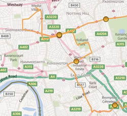 Torch relay map in Hammersmith and Fulham