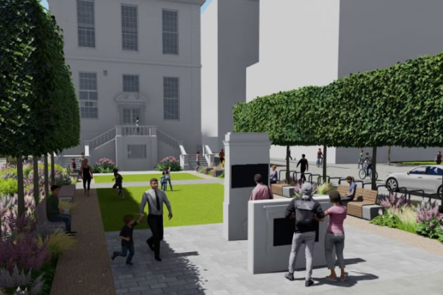 A different CGI view of the planned memorial garden 