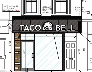 Drawing of Taco Bell on Fulham Broadway