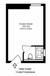 Plan of tiny flat in Fulham