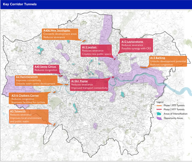 Planned tunnels for London