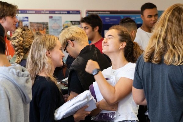 A Level Pupils celebrate at Latymer Upper School