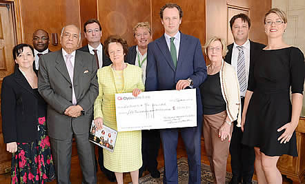Cheque presented to Walked with the Wounded by Ex-Mayor of Hammersmith and Fulham