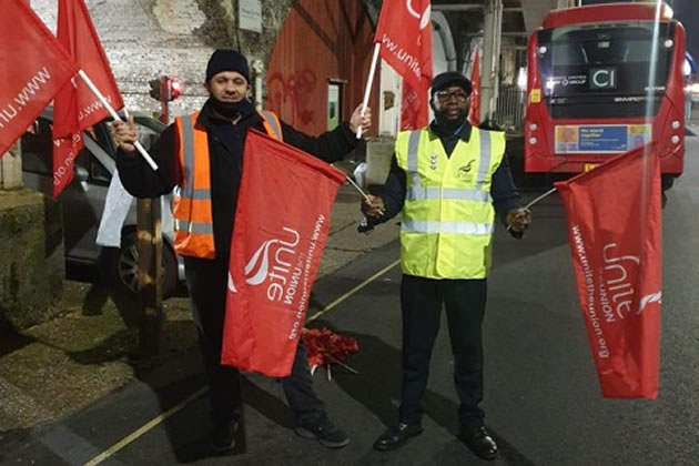 London bus drivers from Harrow Garage on strike