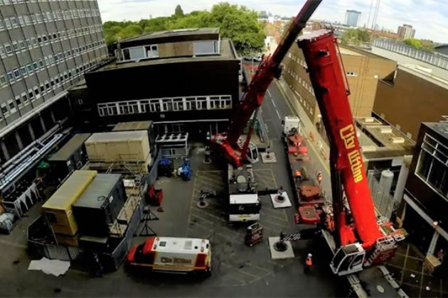 The unit being lifted into place