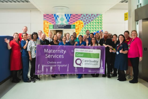 The maternity services team celebrates its rating award 
