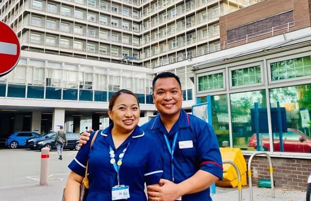 Ralph Deocampo and his wife Brenda at Charing Cross Hospital