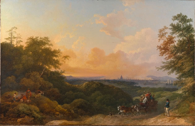 Philippe-Jacques de Loutherbourg, The Evening Coach, London in the Distance, 1805, Oil on canvas, Yale Center for British Art
