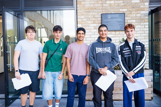 Fulham Boys Year 11 students with their results 