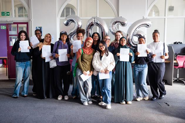 Fulham Cross girls show off their results letters 