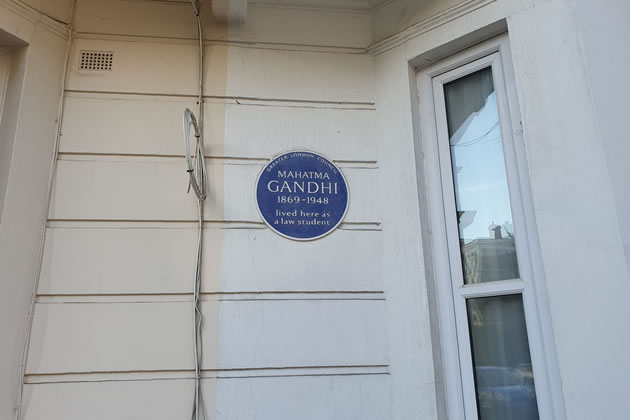 Gandhi blue plaque in West Kensington.