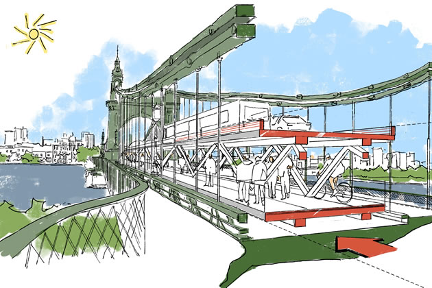 An artist's impression of proposal for Hammersmith Bridge. Picture: Foster + Partners