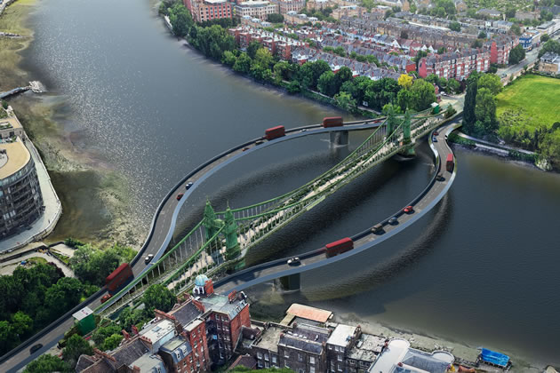 A visualisation of the latest proposal for Hammersmith Bridge