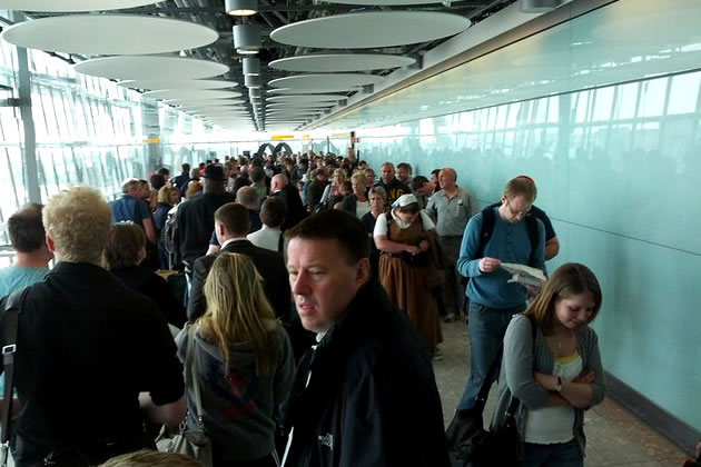 Queues at Terminal 5 before latest disruption