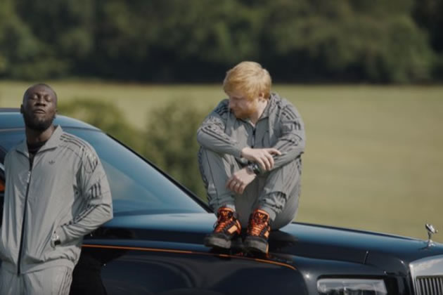 Stormzy (left) with a Rolls Royce and Ed Sheeran