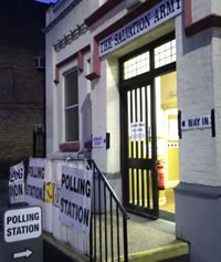 Polling station in Kingston Road, Wimbledon